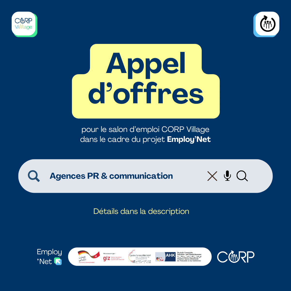 [Appel d'offres 13/2026] PR & comm. CORP Village - Corp